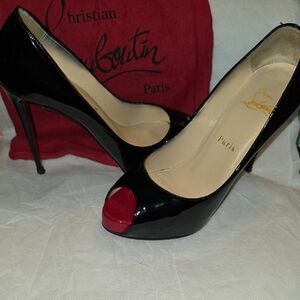 Christian Louboutin Black and Red Patent Heels